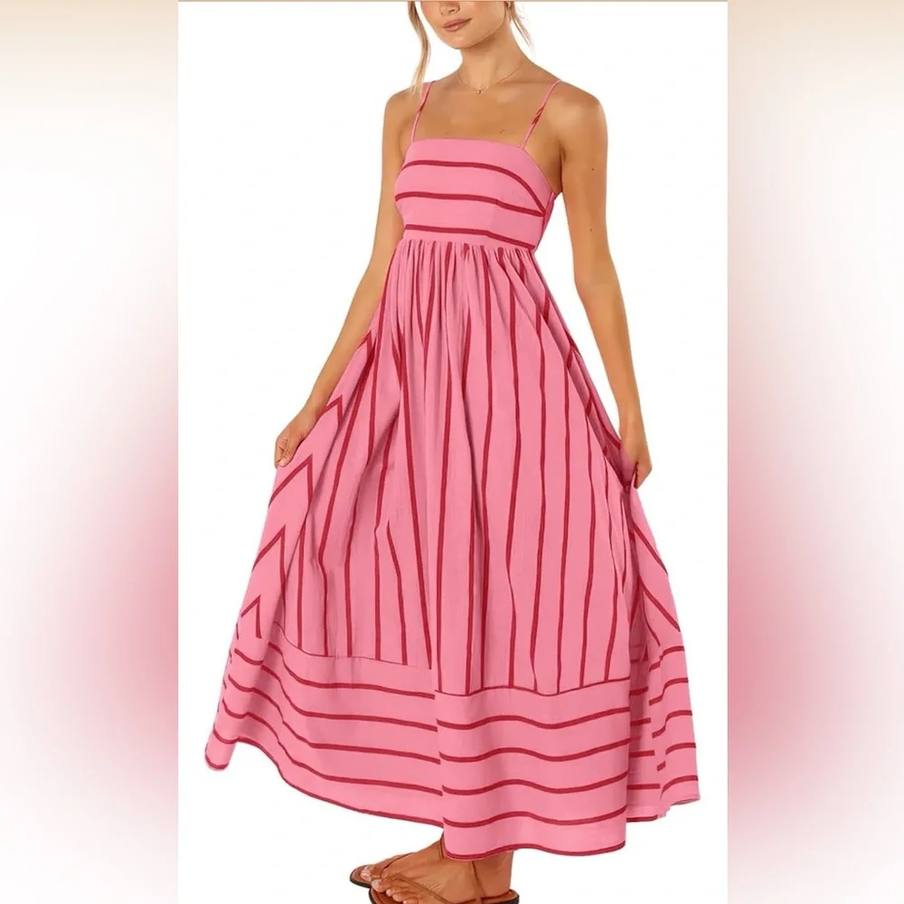 Elegant Pink Striped Maxi Dress - Picture 3 of 6